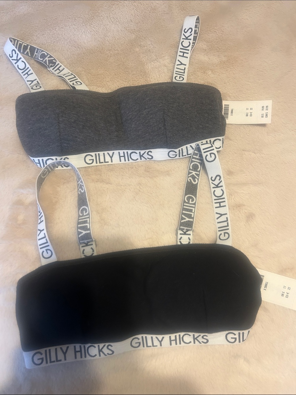 Gilly Hicks Bandeau Bralette Duo - Charcoal Gray & Black NWT size small